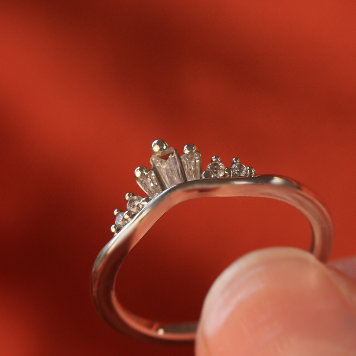 Diana - Tapered Baguette and Round Diamond Set Tiara Wedding Ring - Made-to-Order Wedding Rings - Made-to-Order
