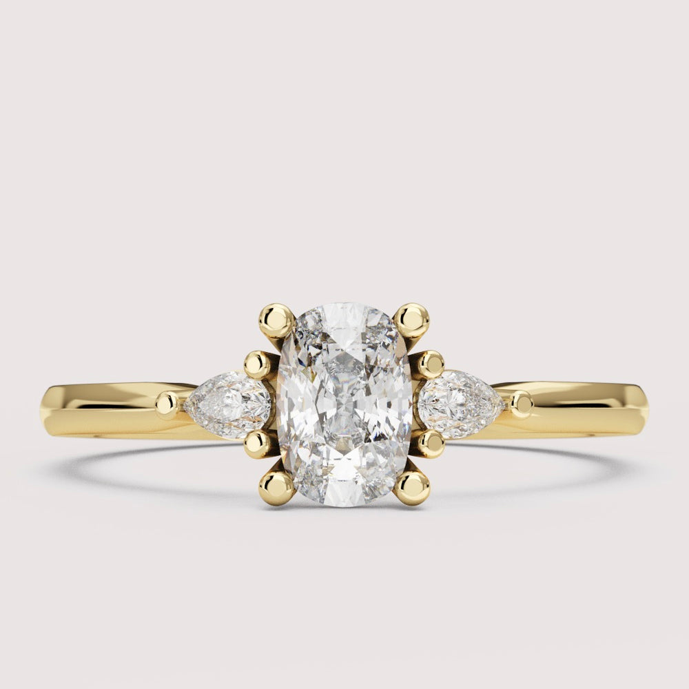 Elspeth - Cushion Cut Trilogy Engagement Ring Setting