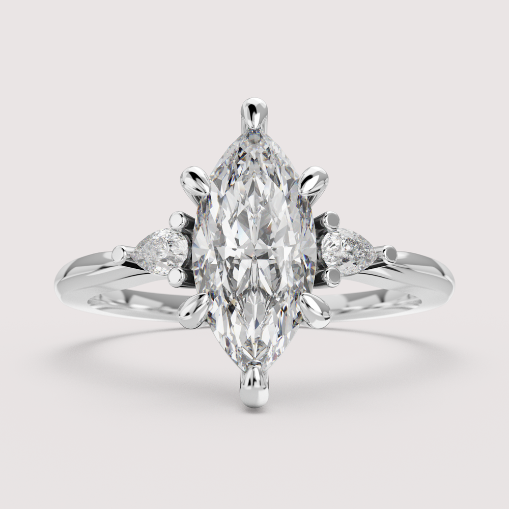 Elspeth - Marquise Cut 1.00ct Diamond Trilogy Engagement Ring Setting