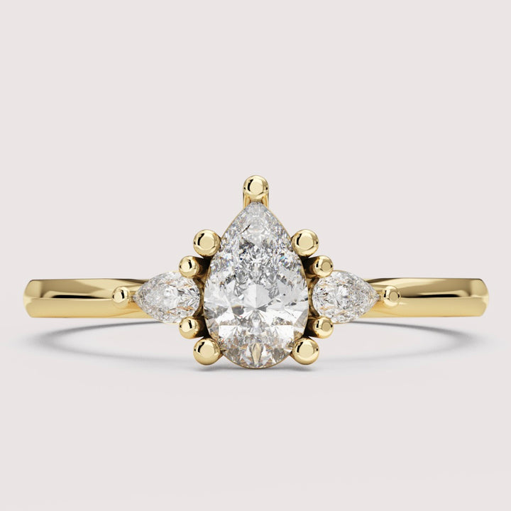 Elspeth - Pear Cut Trilogy Engagement Ring Setting