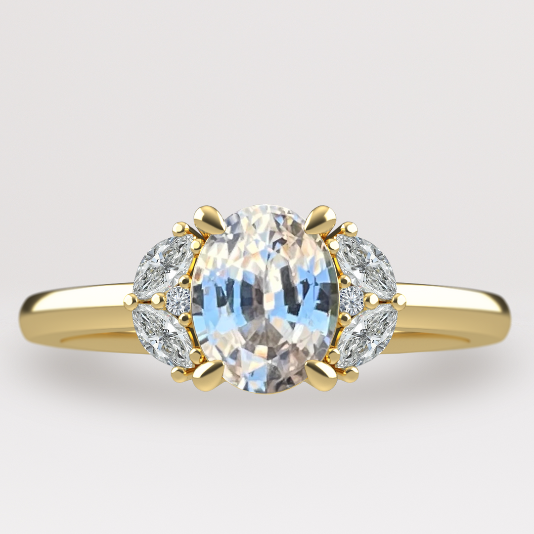 Este - The Taylor Collection - Oval Cut Champagne Sapphire Cluster Engagement Ring Engagement Rings - Price On Application