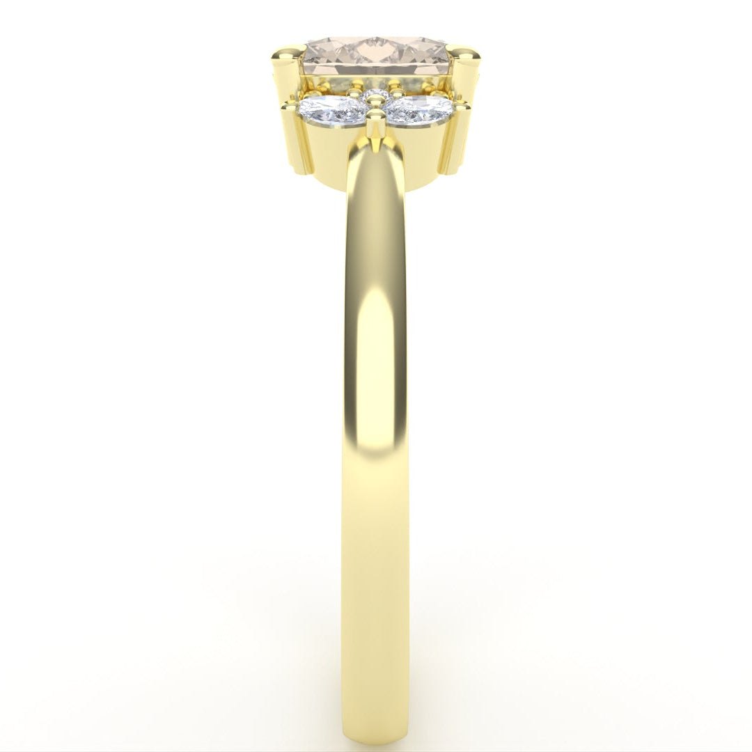 Este - The Taylor Collection - Oval Cut Champagne Sapphire Cluster Engagement Ring Engagement Rings - Price On Application