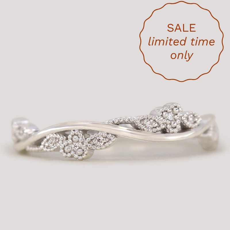 Evie - Floral Lab Grown Diamond Set Vine Half or Full Eternity Wedding Ring - Made-To-Order Wedding Rings - Made-to-Order