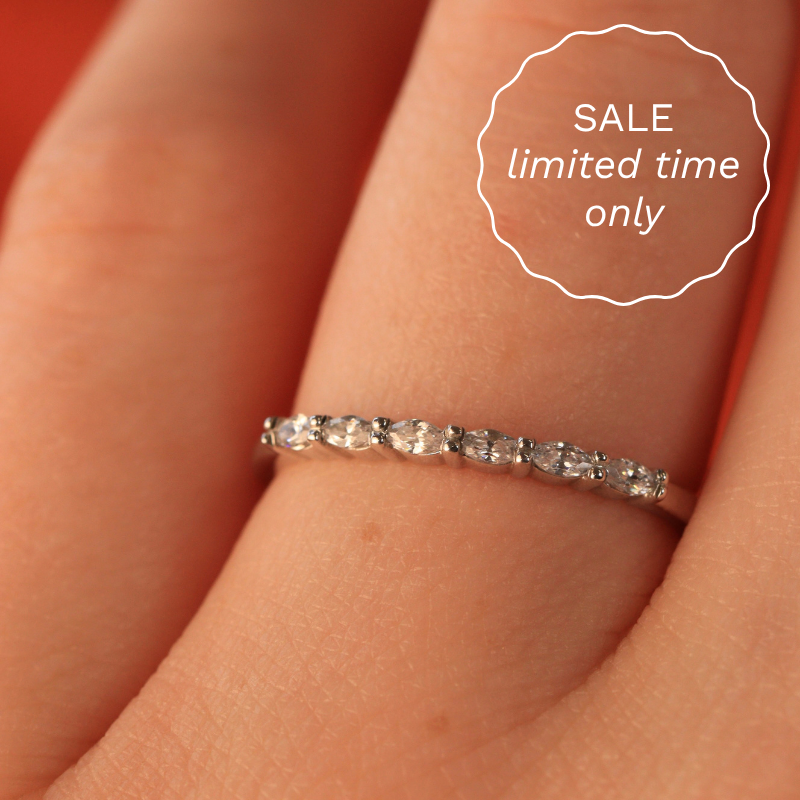 Faye Petite - Marquise Lab Grown Diamond Set Half Eternity Wedding Ring - Made-to-Order Wedding Rings - Made-to-Order