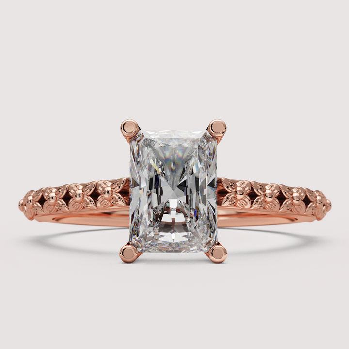 Flora - Floral Emerald or Radiant Cut Lab Grown Diamond Engagement Ring Engagement Rings - Made-to-Order