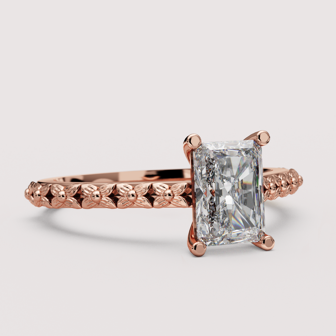 Flora - Floral Emerald or Radiant Cut Lab Grown Diamond Engagement Ring Engagement Rings - Made-to-Order