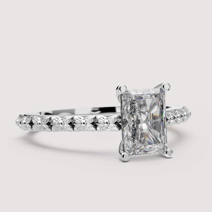 Flora - Floral Emerald or Radiant Cut Lab Grown Diamond Engagement Ring Engagement Rings - Made-to-Order