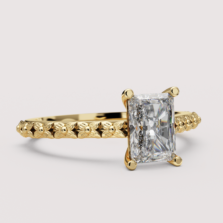 Flora - Floral Emerald or Radiant Cut Lab Grown Diamond Engagement Ring Engagement Rings - Made-to-Order