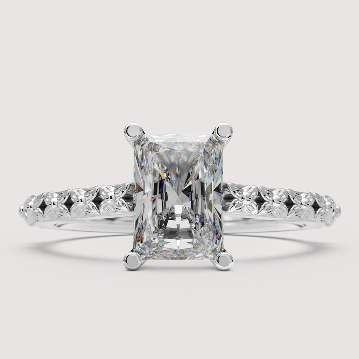 Flora - Floral Emerald or Radiant Cut Lab Grown Diamond Engagement Ring Engagement Rings - Made-to-Order