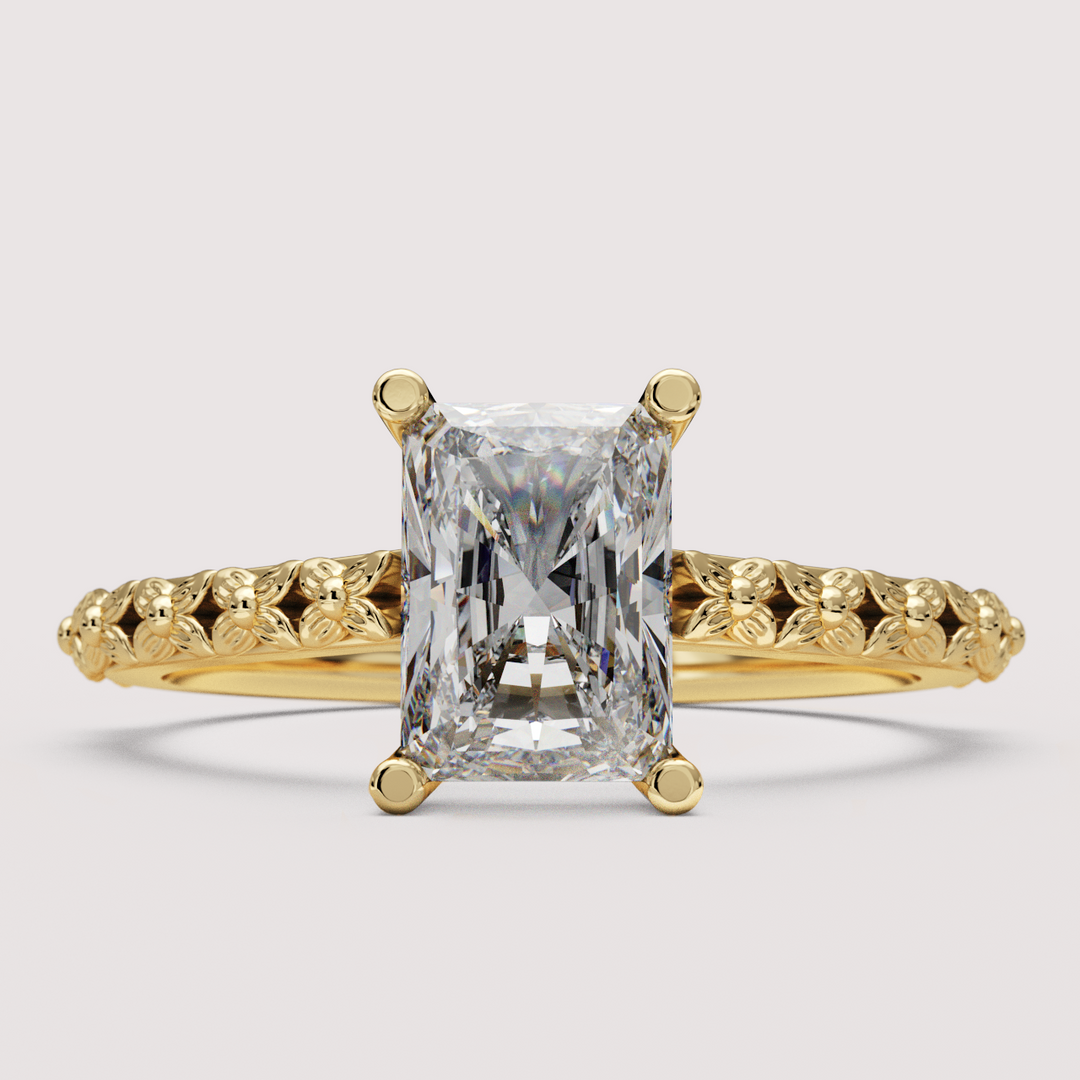 Flora - Floral Emerald or Radiant Cut Lab Grown Diamond Engagement Ring Engagement Rings - Made-to-Order