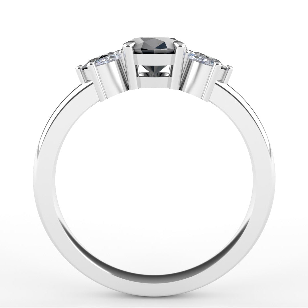 Inez - The Taylor Collection - Oval Salt and Pepper Diamond Cluster Engagement Ring Engagement Rings - Price On Application