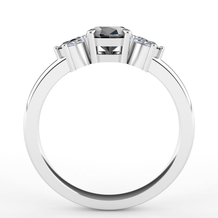 Inez - The Taylor Collection - Oval Salt and Pepper Diamond Cluster Engagement Ring Engagement Rings - Price On Application