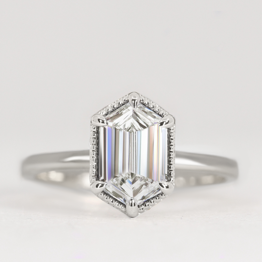 Georgia - Elongated Hexagon Lab Grown Diamond Solitaire Engagement Ring Engagement Rings - Price On Application