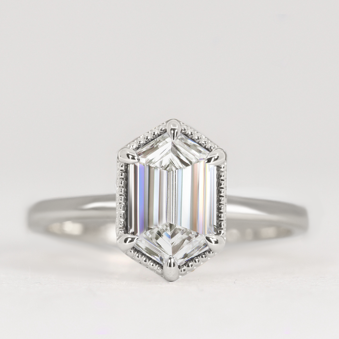 Georgia - Elongated Hexagon Lab Grown Diamond Solitaire Engagement Ring Engagement Rings - Price On Application