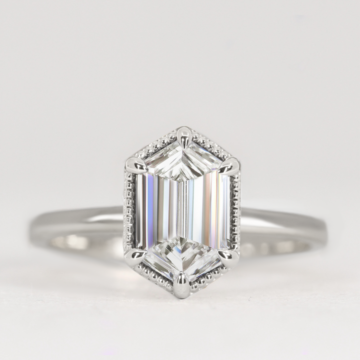 Georgia - Elongated Hexagon Lab Grown Diamond Solitaire Engagement Ring Engagement Rings - Price On Application