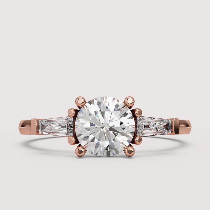 Harper - Round Art Deco Trilogy Engagement Ring Setting