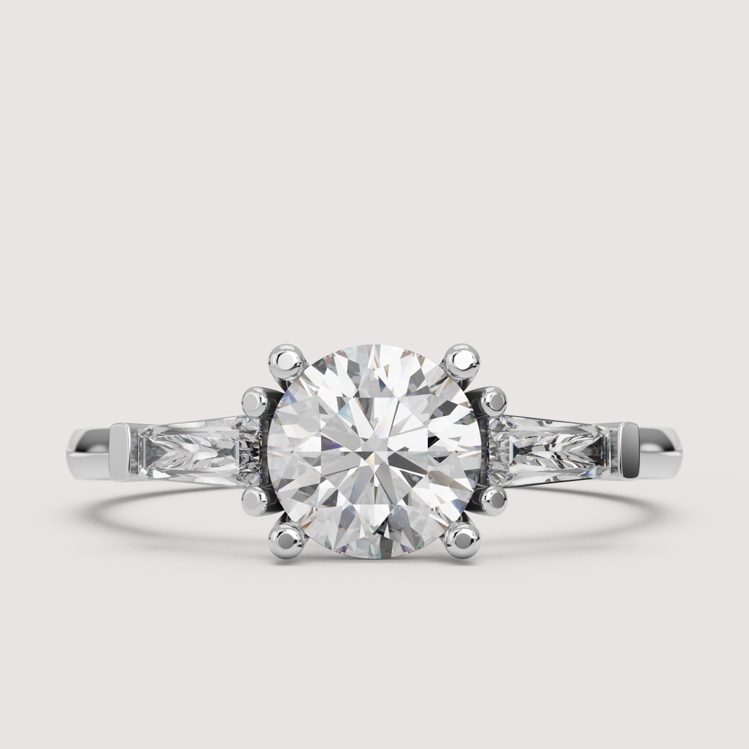 Harper - Round Art Deco Trilogy Engagement Ring Setting