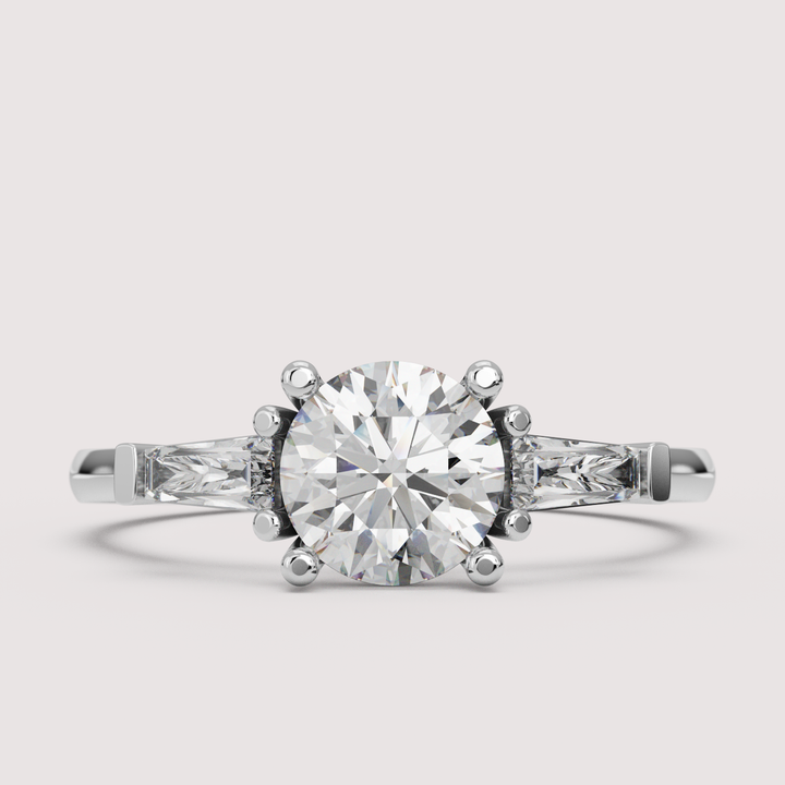 Harper - Round Art Deco Trilogy Engagement Ring Setting