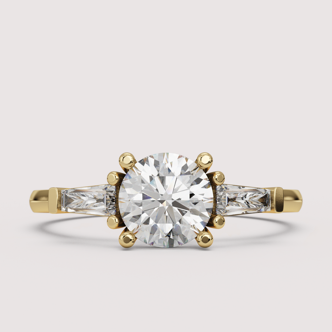 Harper - Round Art Deco Trilogy Engagement Ring Setting