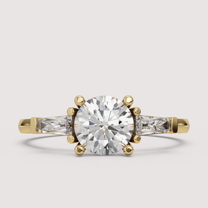 Harper - Round Art Deco Trilogy Engagement Ring Setting