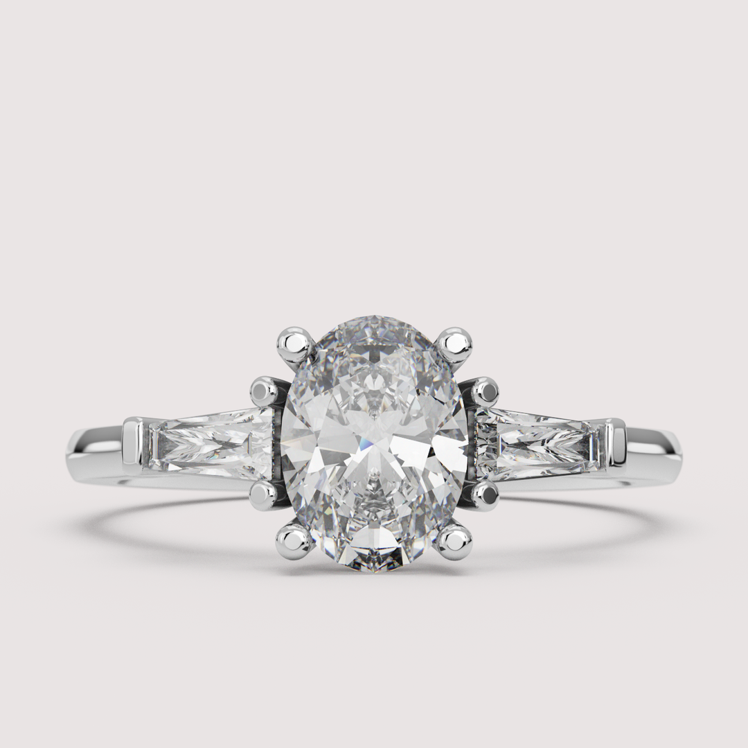 Harper - Oval Cut Art Deco Trilogy Engagement Ring Setting