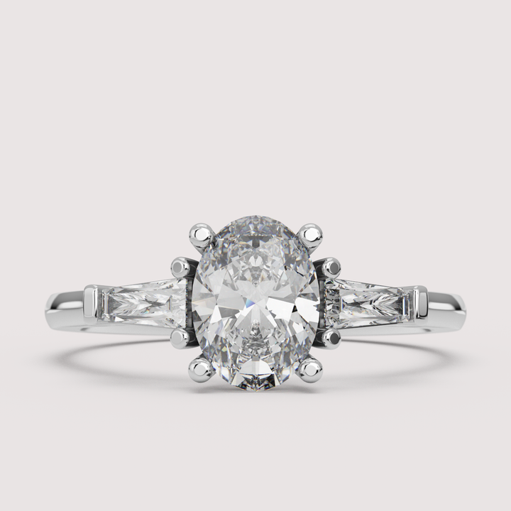 Harper - Oval Cut Art Deco Trilogy Engagement Ring Setting
