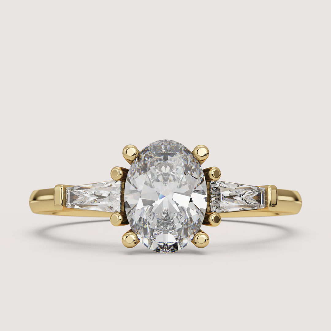 Harper - Oval Cut Art Deco Trilogy Engagement Ring Setting