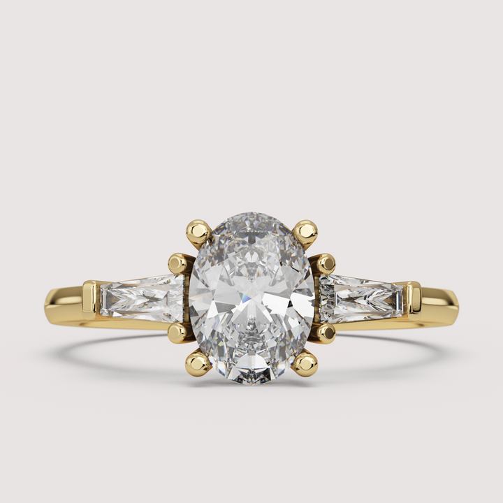 Harper - Oval Cut Art Deco Trilogy Engagement Ring Setting