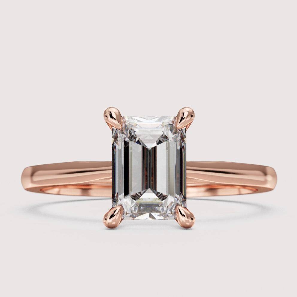 Heidi - Emerald Cut Solitaire Hidden Diamond Engagement Ring Setting