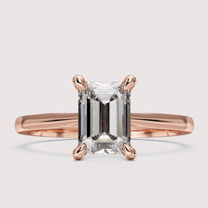 Heidi - Emerald Cut Solitaire Hidden Diamond Engagement Ring Setting