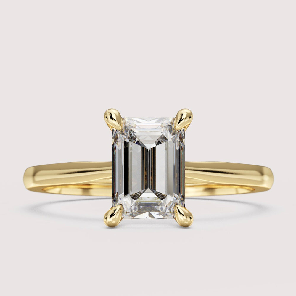 Heidi - Emerald Cut Solitaire Hidden Diamond Engagement Ring Setting
