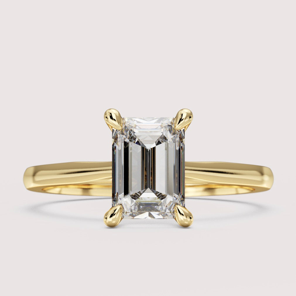 Heidi - Emerald Cut Solitaire Hidden Diamond Engagement Ring Setting