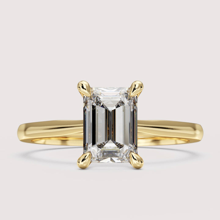 Heidi - Emerald Cut Solitaire Hidden Diamond Engagement Ring Setting