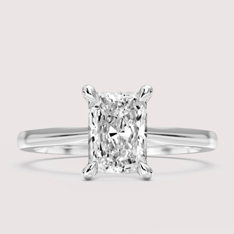 Heidi - Radiant Cut Solitaire Engagement Ring with Hidden Gemstones Setting