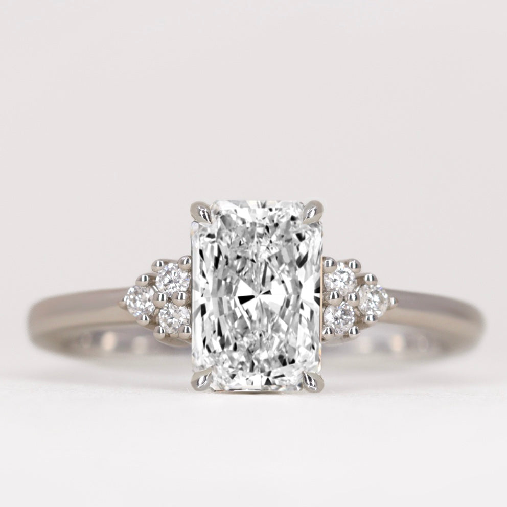 Henrietta - Radiant Cut Trefoil Cluster Engagement Ring Setting