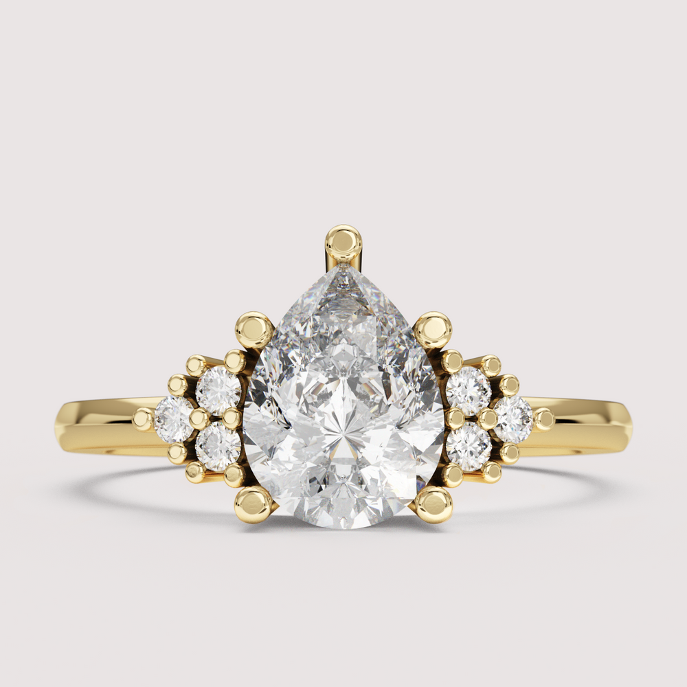 Henrietta - Pear Cut Trefoil Cluster Engagement Ring Setting