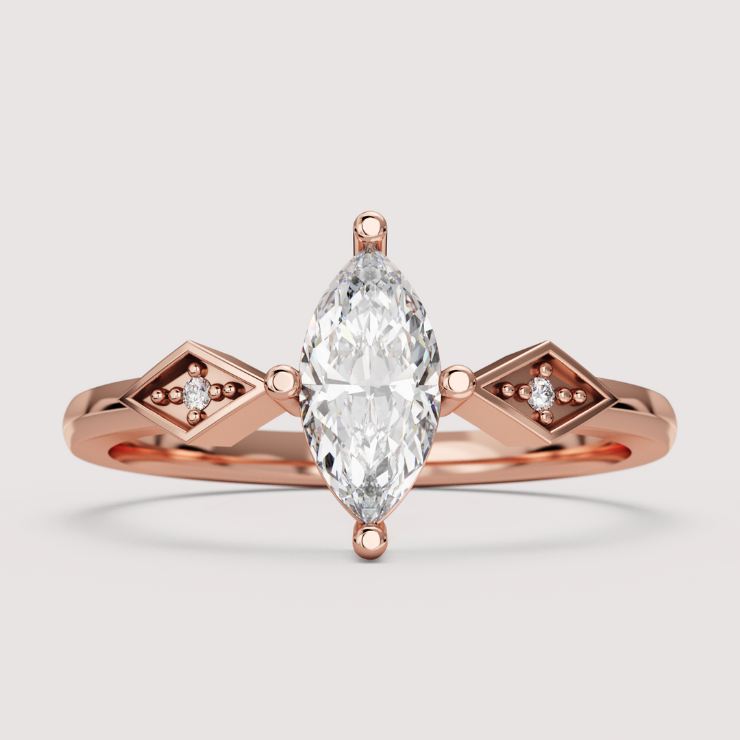 Hollie - Marquise Cut Art Deco Trilogy Engagement Ring Setting