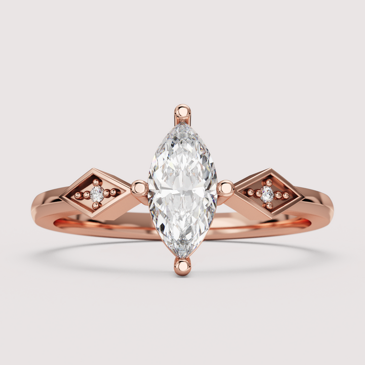 Hollie - Marquise Cut Art Deco Trilogy Engagement Ring Setting