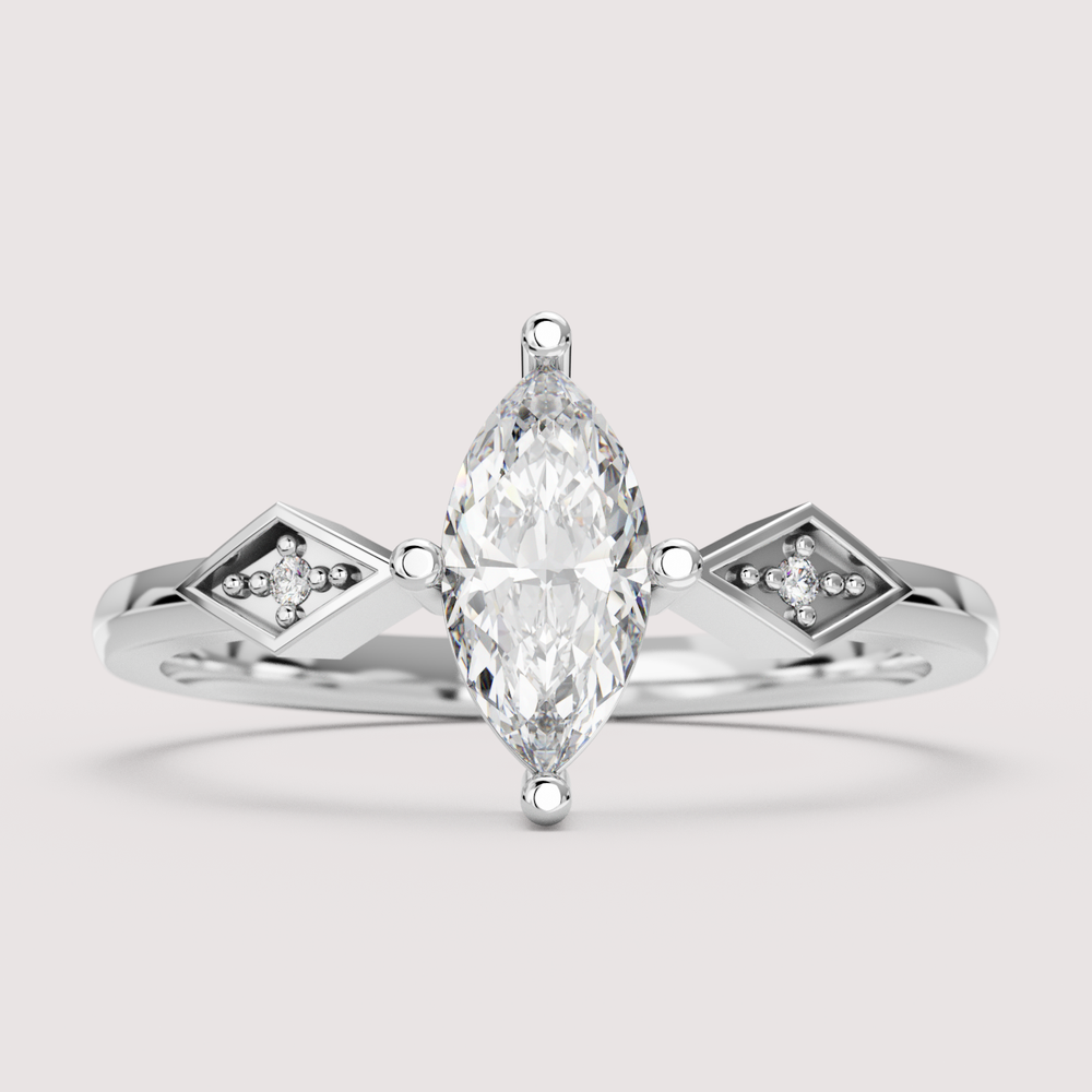 Hollie - Marquise Cut Art Deco Trilogy Engagement Ring Setting