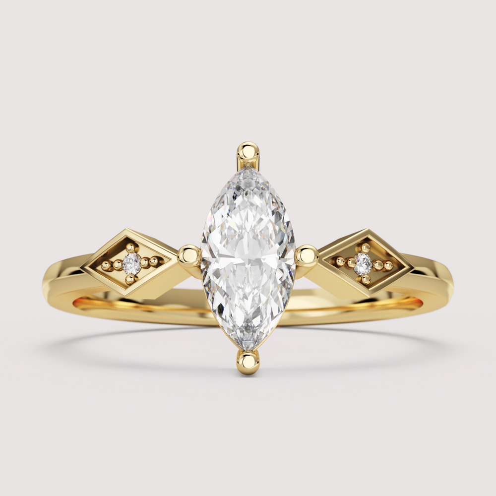 Hollie - Marquise Cut Art Deco Trilogy Engagement Ring Setting