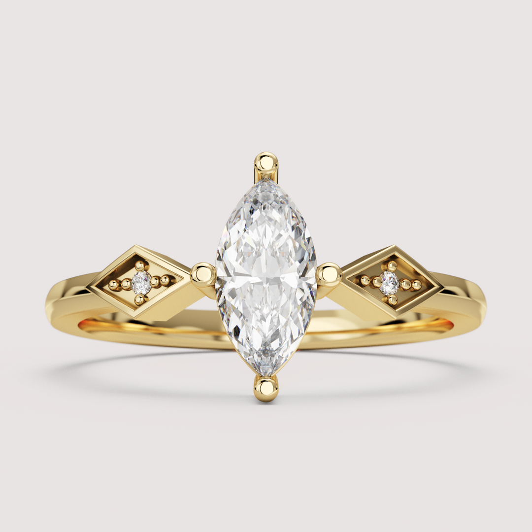 Hollie - Marquise Cut Art Deco Trilogy Engagement Ring Setting