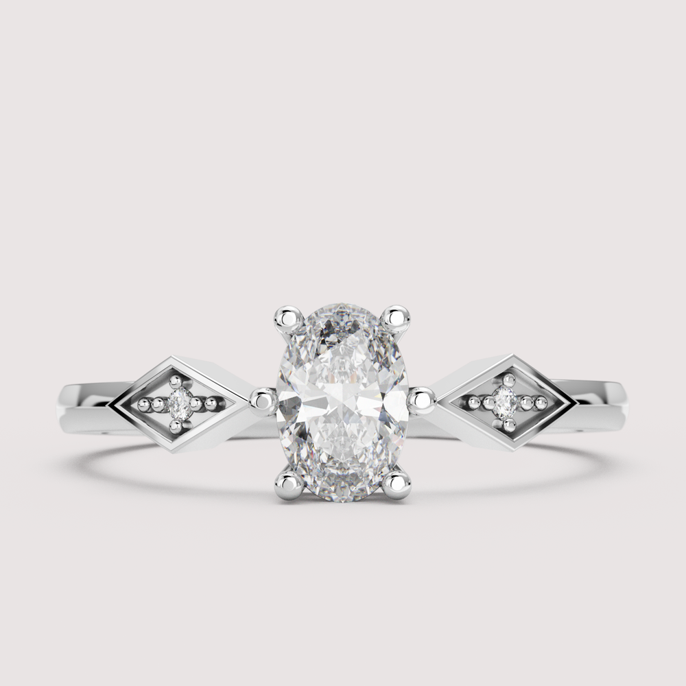 Hollie - Oval Cut Art Deco Trilogy Engagement Ring Setting