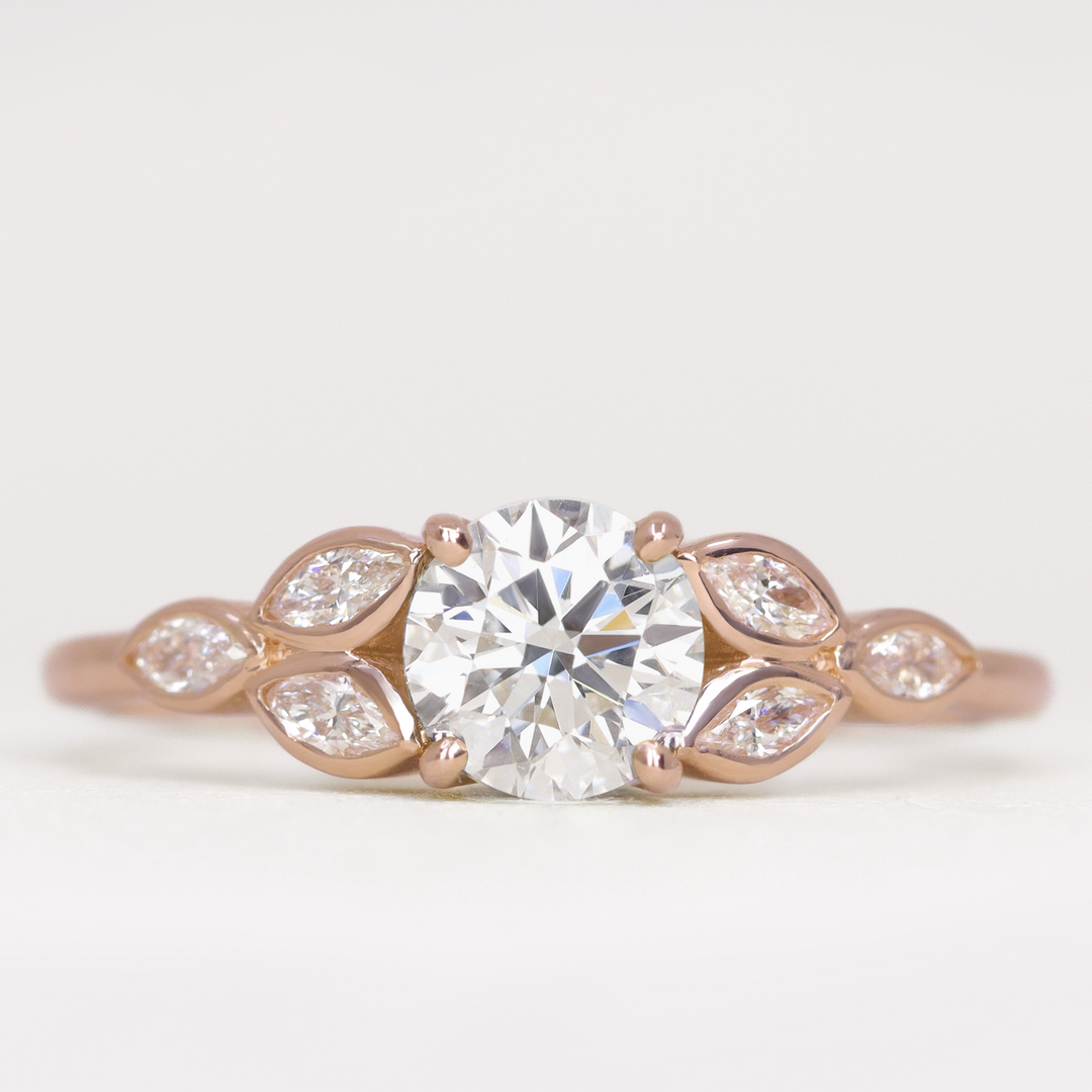 Juliet - Round Brilliant Cut Lab Grown Diamond Leaf Detail Engagement Ring Engagement Rings - Price On Application