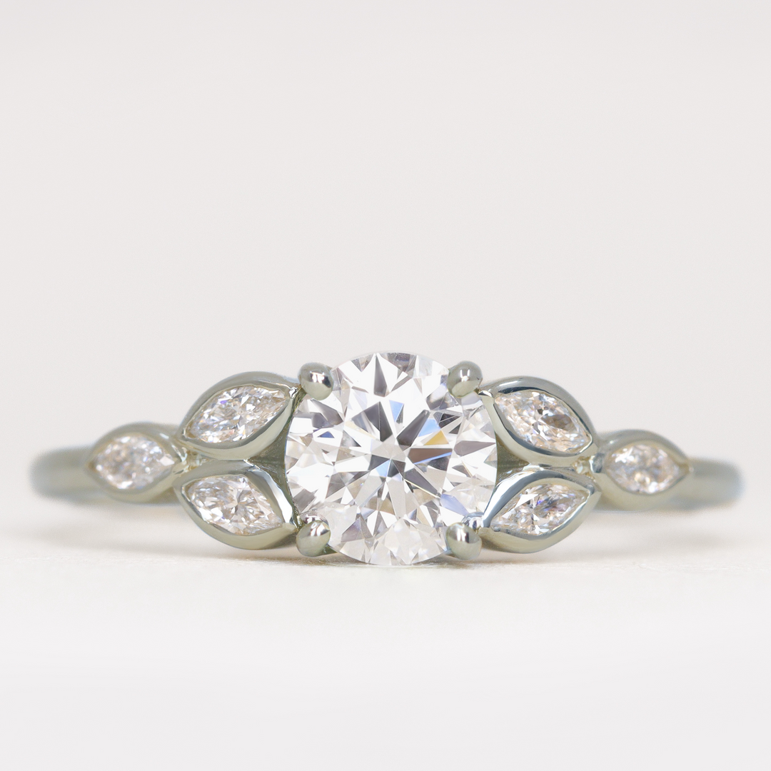 Juliet - Round Brilliant Cut Lab Grown Diamond Leaf Detail Engagement Ring Engagement Rings - Price On Application