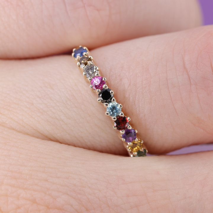 Karma - The Taylor Collection - Coloured Gemstone Half Eternity Band Wedding Rings - Made-to-Order