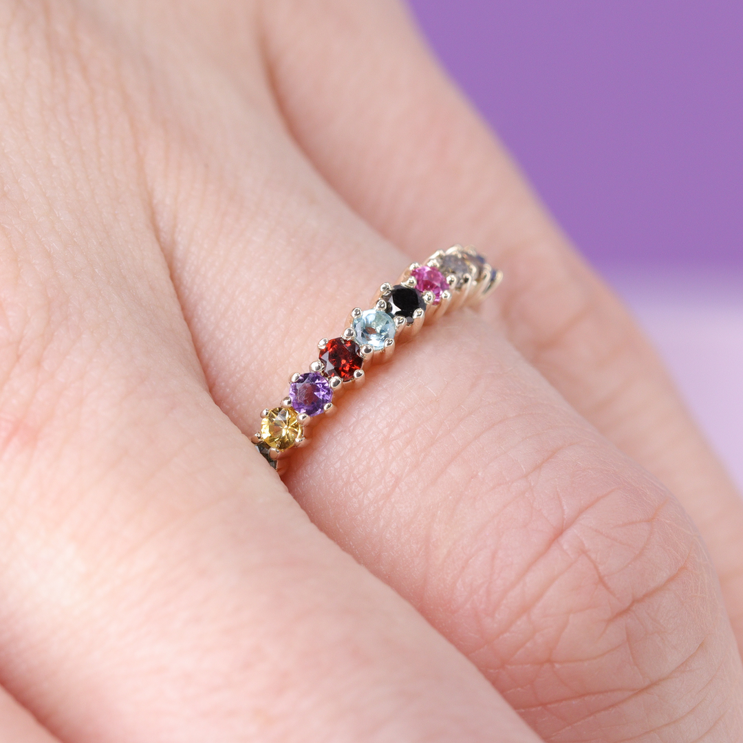 Karma - The Taylor Collection - Coloured Gemstone Half Eternity Band Wedding Rings - Made-to-Order