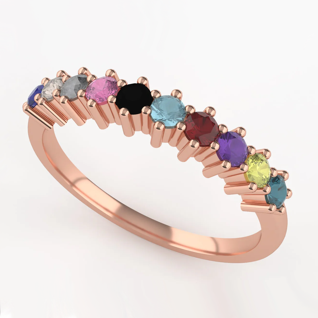 Karma - The Taylor Collection - Coloured Gemstone Half Eternity Band Wedding Rings - Made-to-Order