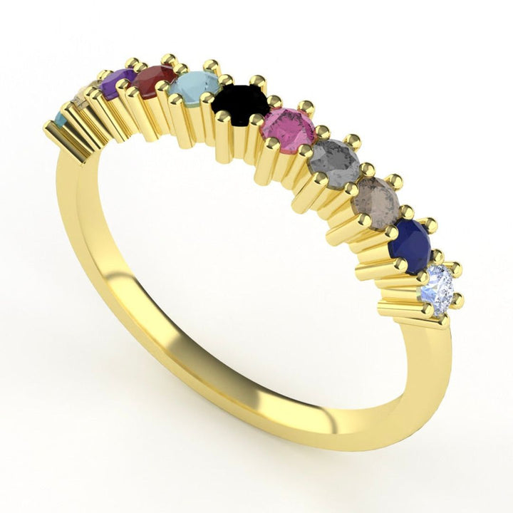 Karma - The Taylor Collection - Coloured Gemstone Half Eternity Band Wedding Rings - Made-to-Order