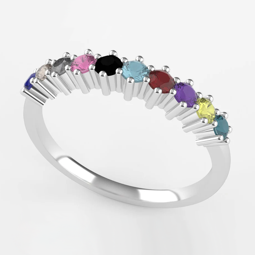 Karma - The Taylor Collection - Coloured Gemstone Half Eternity Band Wedding Rings - Made-to-Order