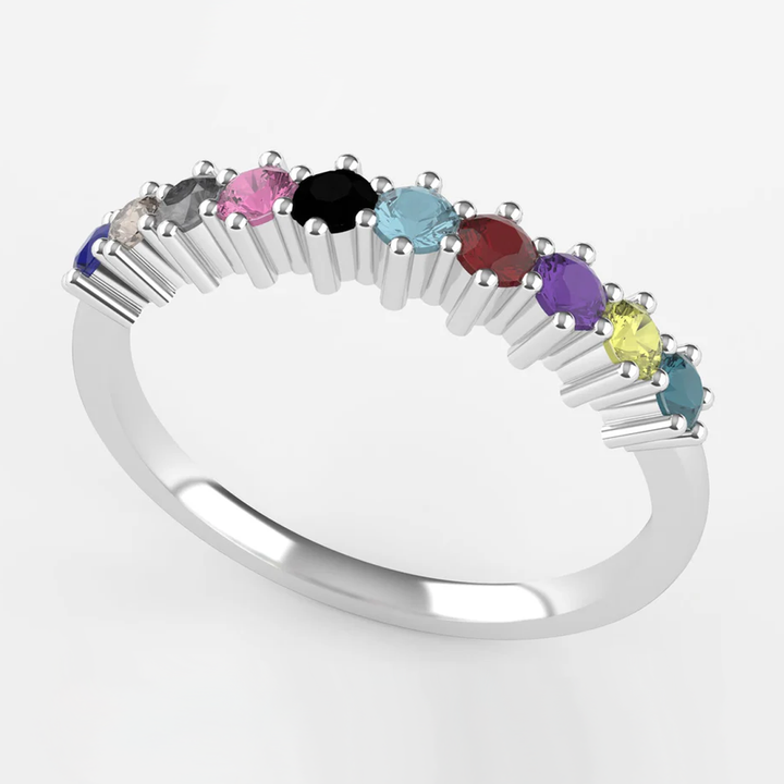 Karma - The Taylor Collection - Coloured Gemstone Half Eternity Band Wedding Rings - Made-to-Order